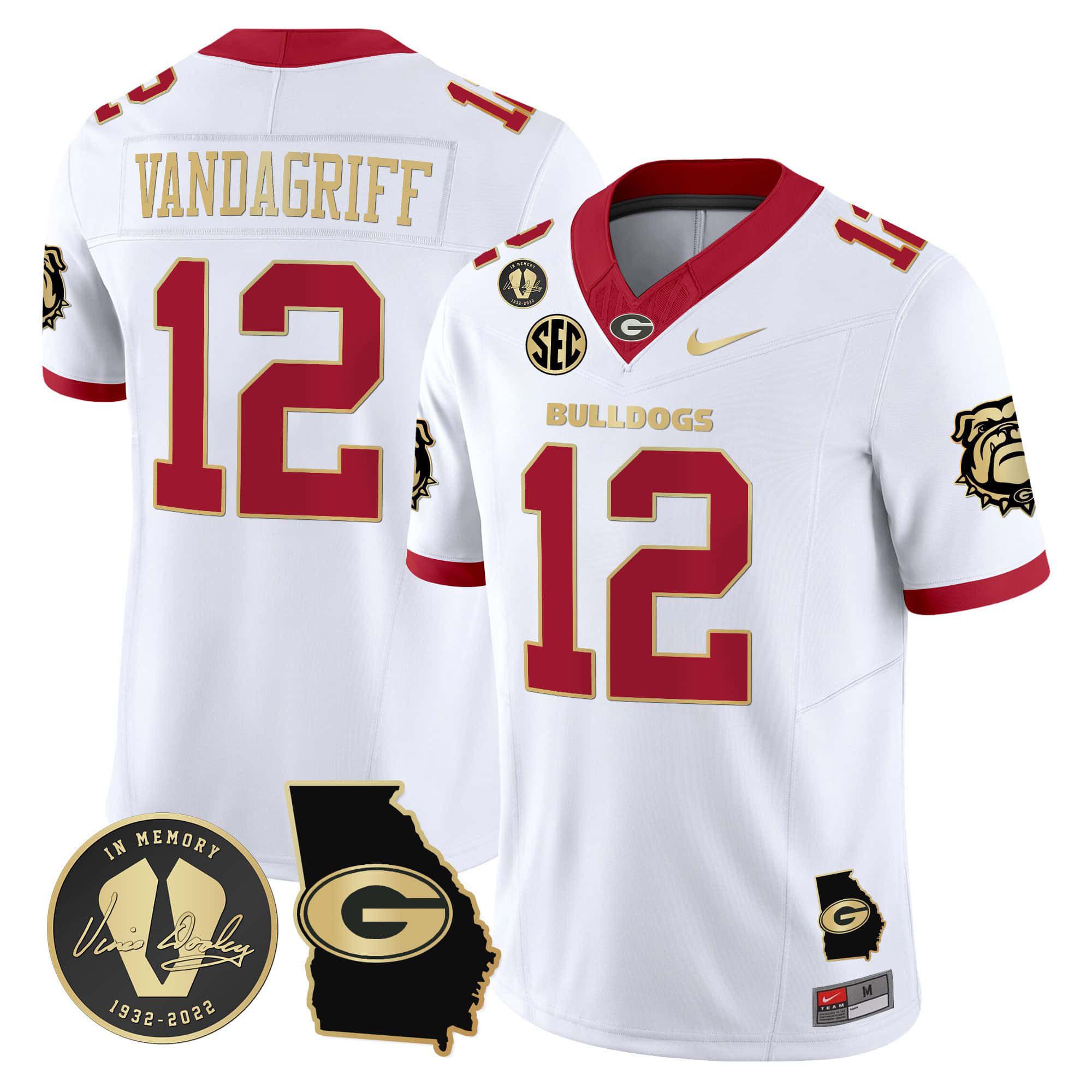 Men Georgia Bulldogs #12 Vandagriff White 2024 Nike Vapor NCAA Jersey
